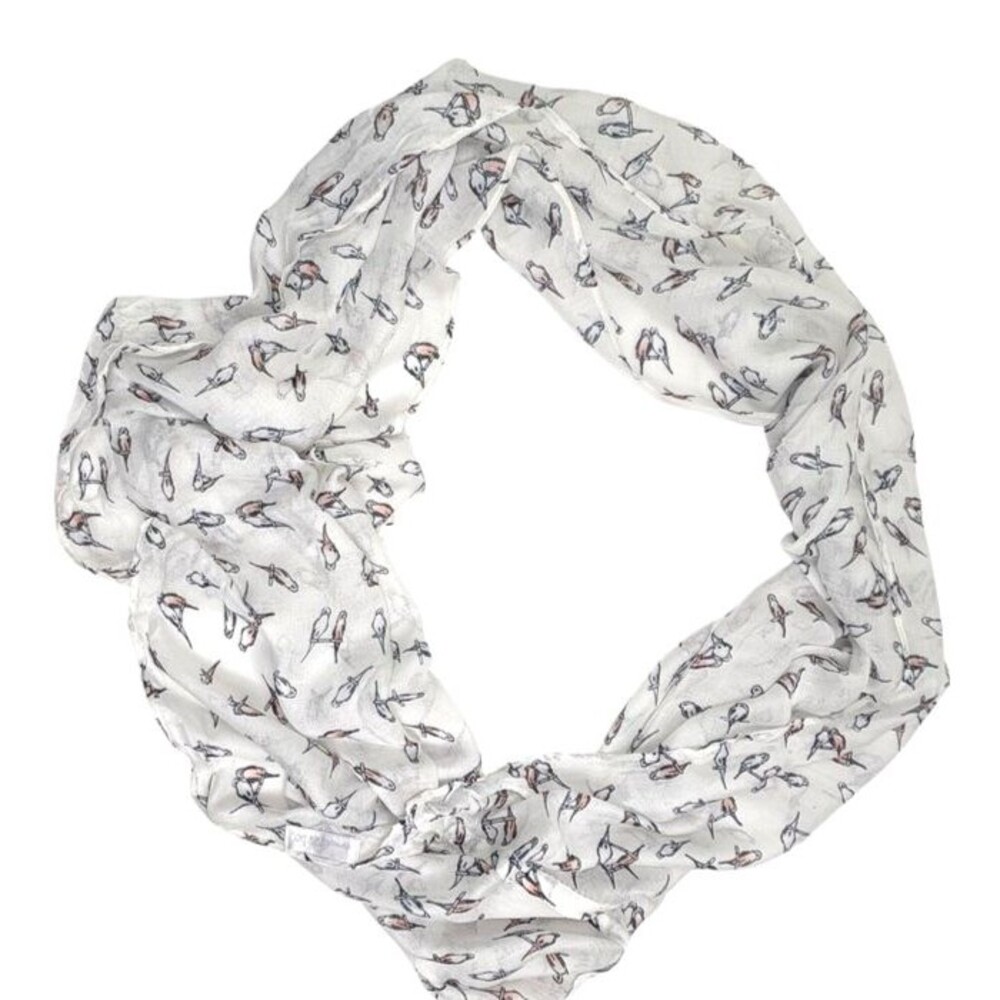 Charming Charlie Bird Lovebirds Infinity Scarf Lightweight Sheer Softie Girly